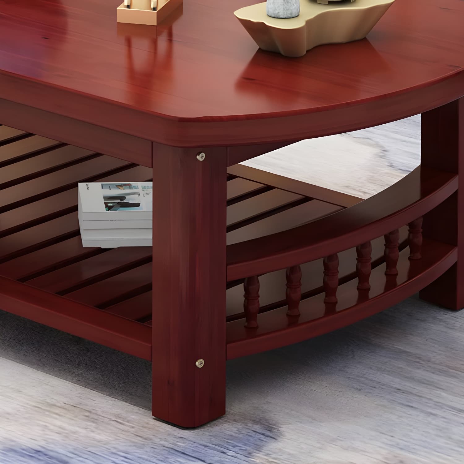20"H Contemporary Coffee Table Solid Wood Storage Coffee Cocktail Table - image 11