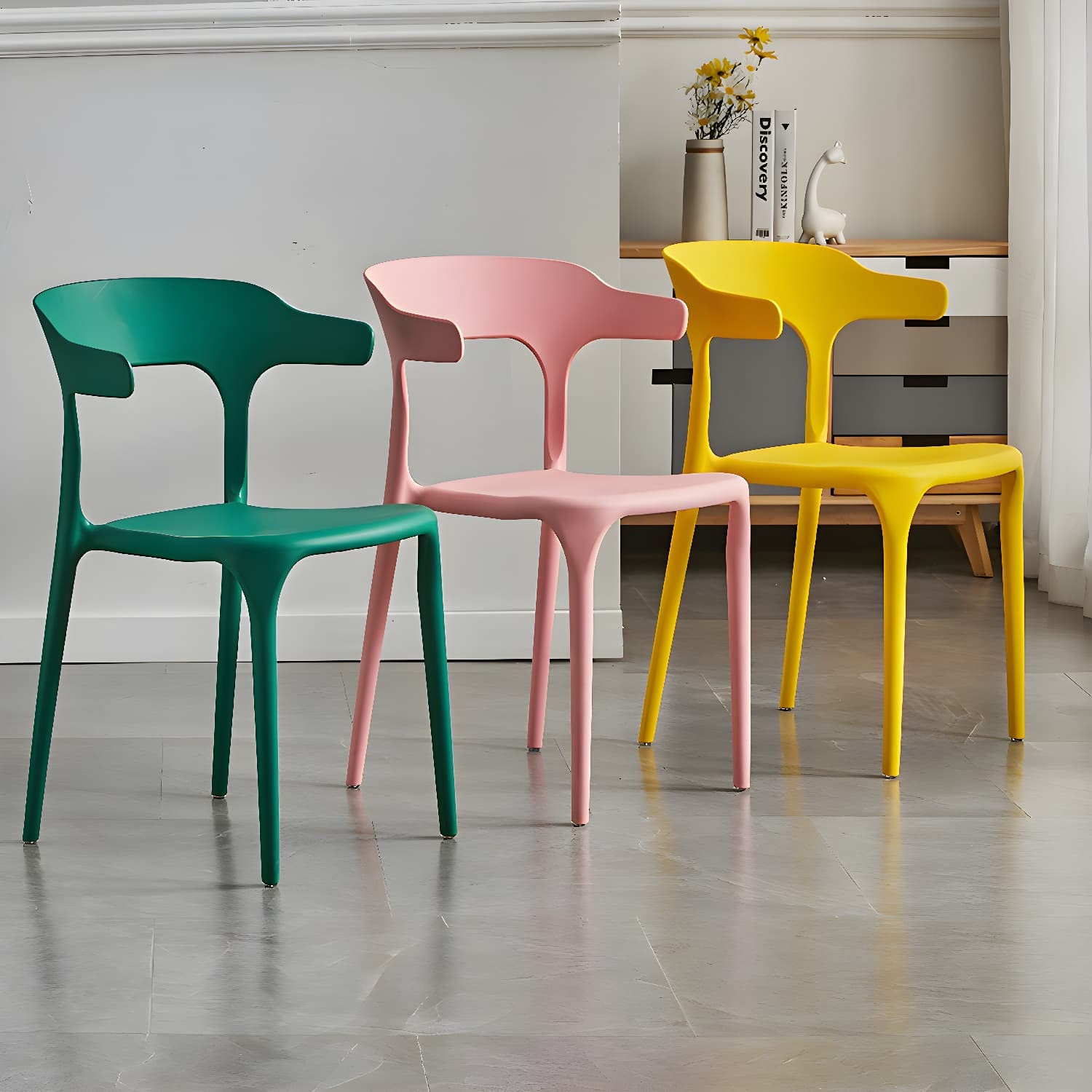 Home Modern Side Chair Stackable Open Back Plastic Dining Room Chair Set - image 10