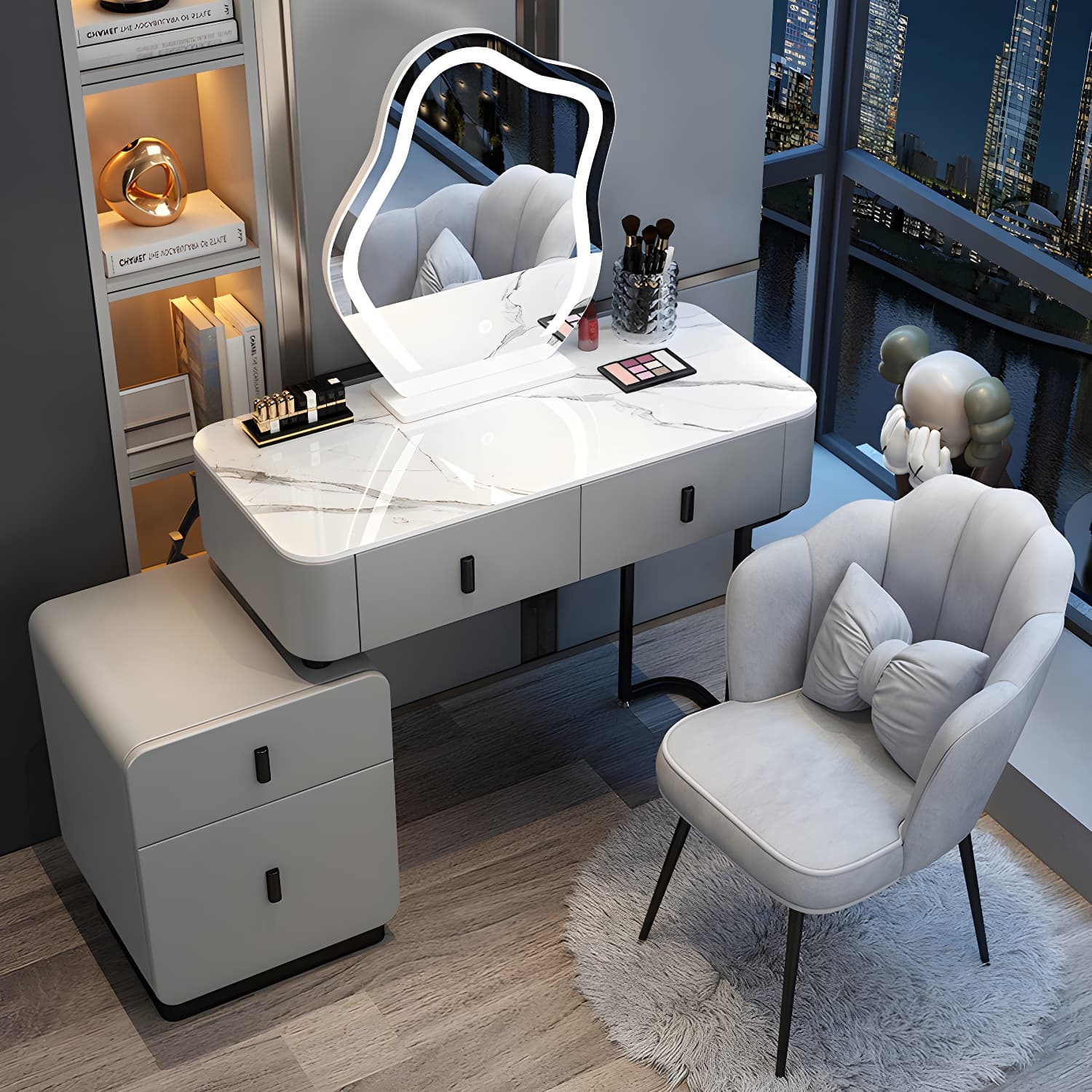 Glam Stone Makeup Counter Bedroom Vanity Dressing Table with Drawer - image 10