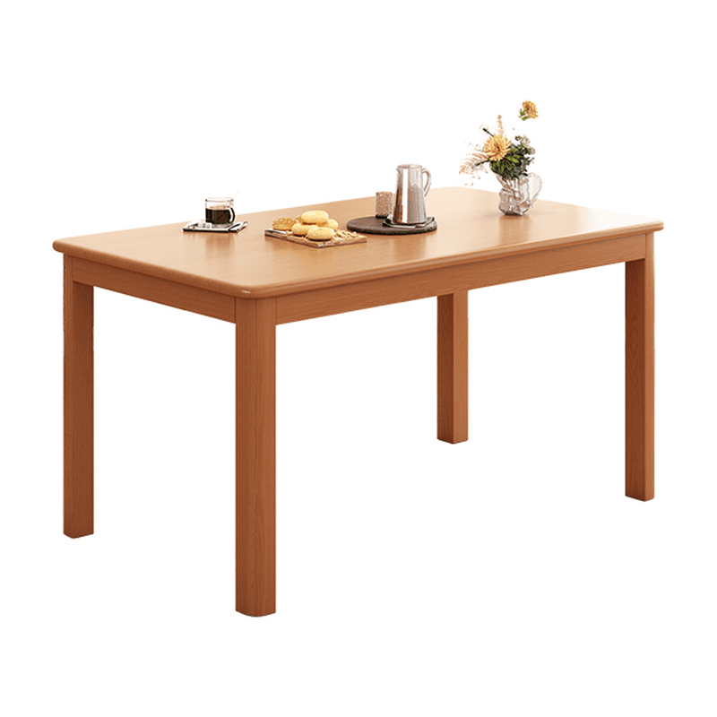 Minimalist Rectangular Dining Table Set with 4 Legs and Natural Wood Top