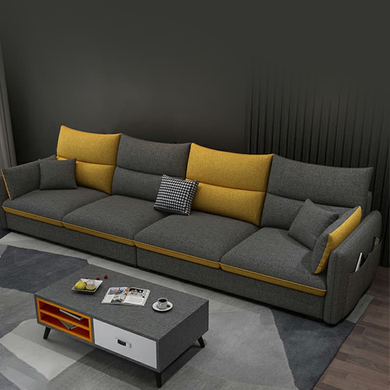 Modern Gray Stationary Sectional Sofa with Wood Frame and Cushion Back - image 4