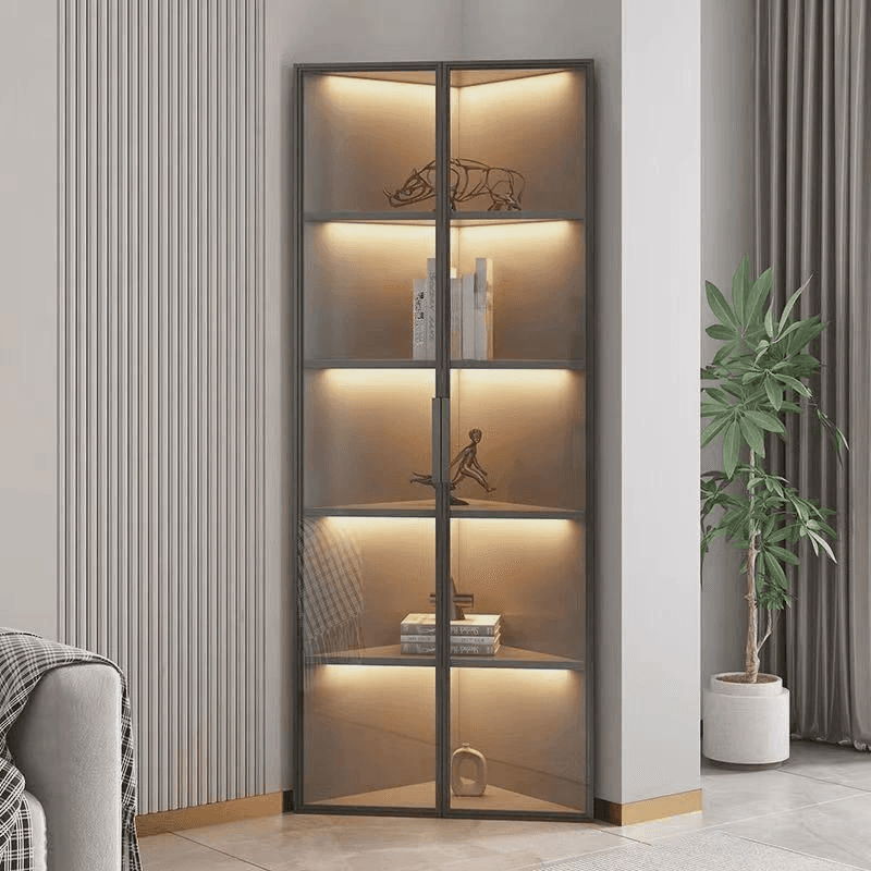 Nook Independent Utility Cabinet with Cabinet, Glass-panel Door, Bar Pull, Ink Top, and Light