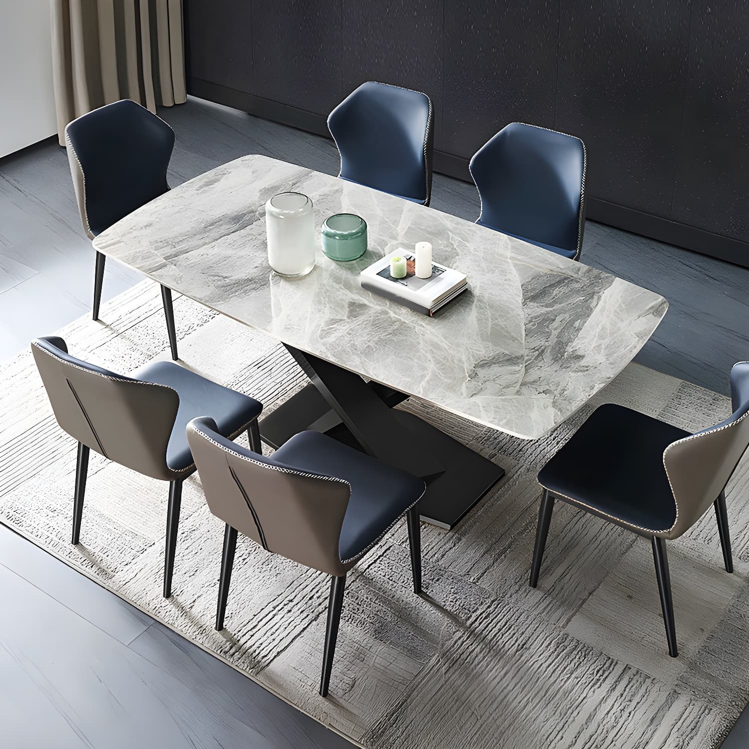 Modern Sintered Stone Top Dining Set Rectangular 1/4/5/7 Pieces Dining Area Table Set - image 4