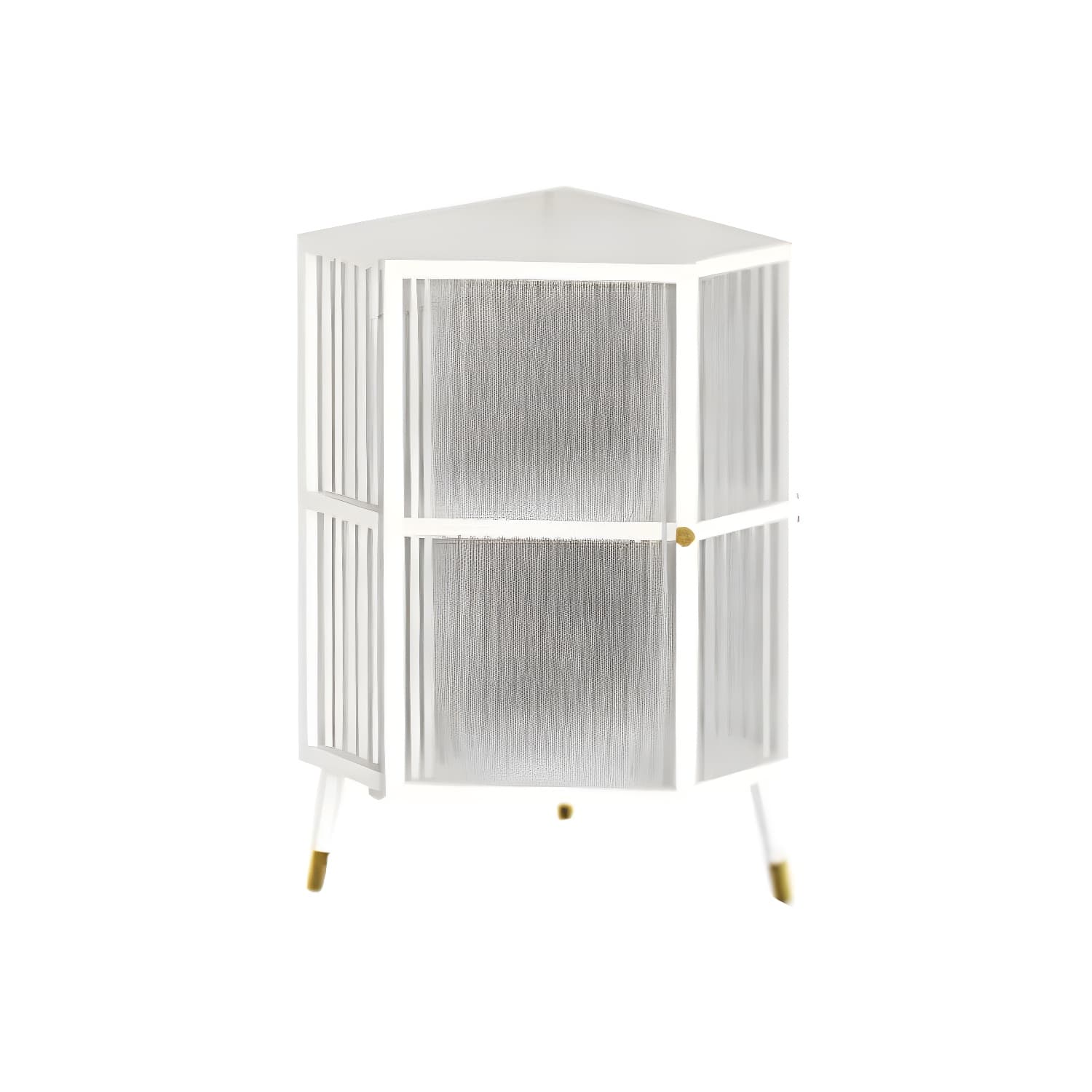 40cm Corner Modern Accent Cabinet with Glass Doors and Iron Base - image 3