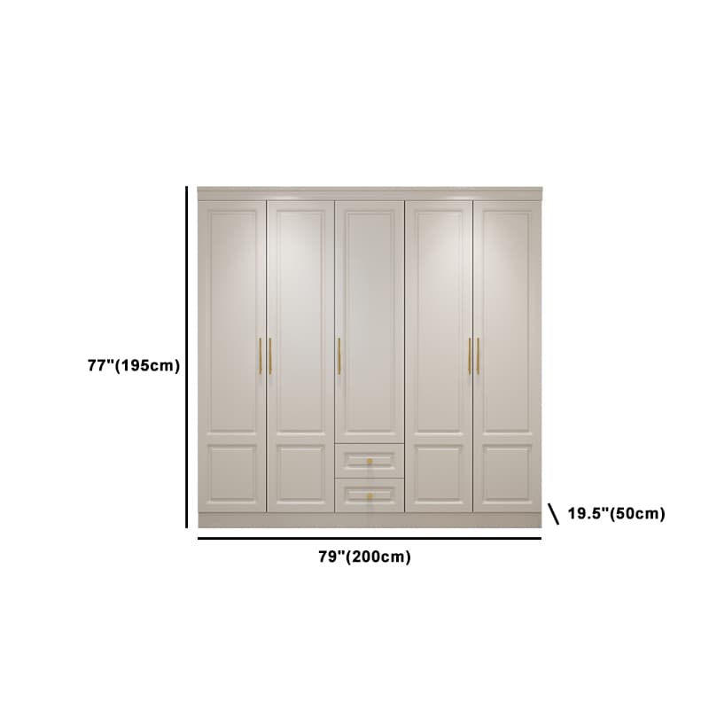Art Deco Chalk Manufactured Wood Free Standing Interior Shelves Wardrobe with Soft Close Drawer and Hanging Rod - image 16