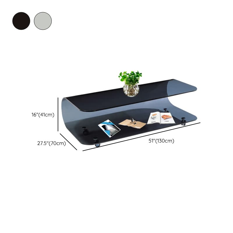 Transparent Wheel coffee table with Roller Wheels, Locker, 1 Shelf/2-Tier and Square/Square for Indoor Use - image 15
