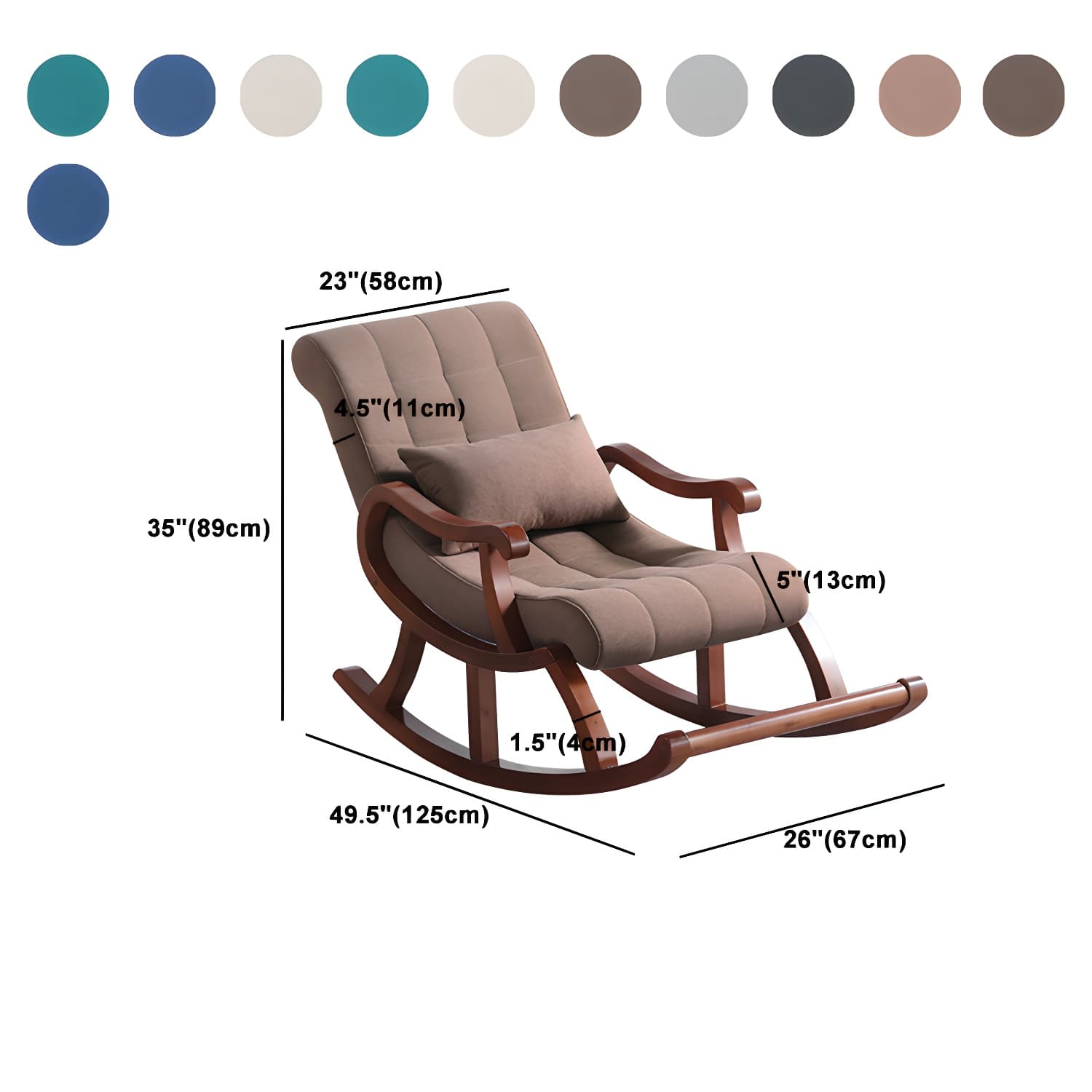 Mid Century Modern Rocking Chair Suede Reclining Rocking Accent Chair with Seat Cushion - image 18