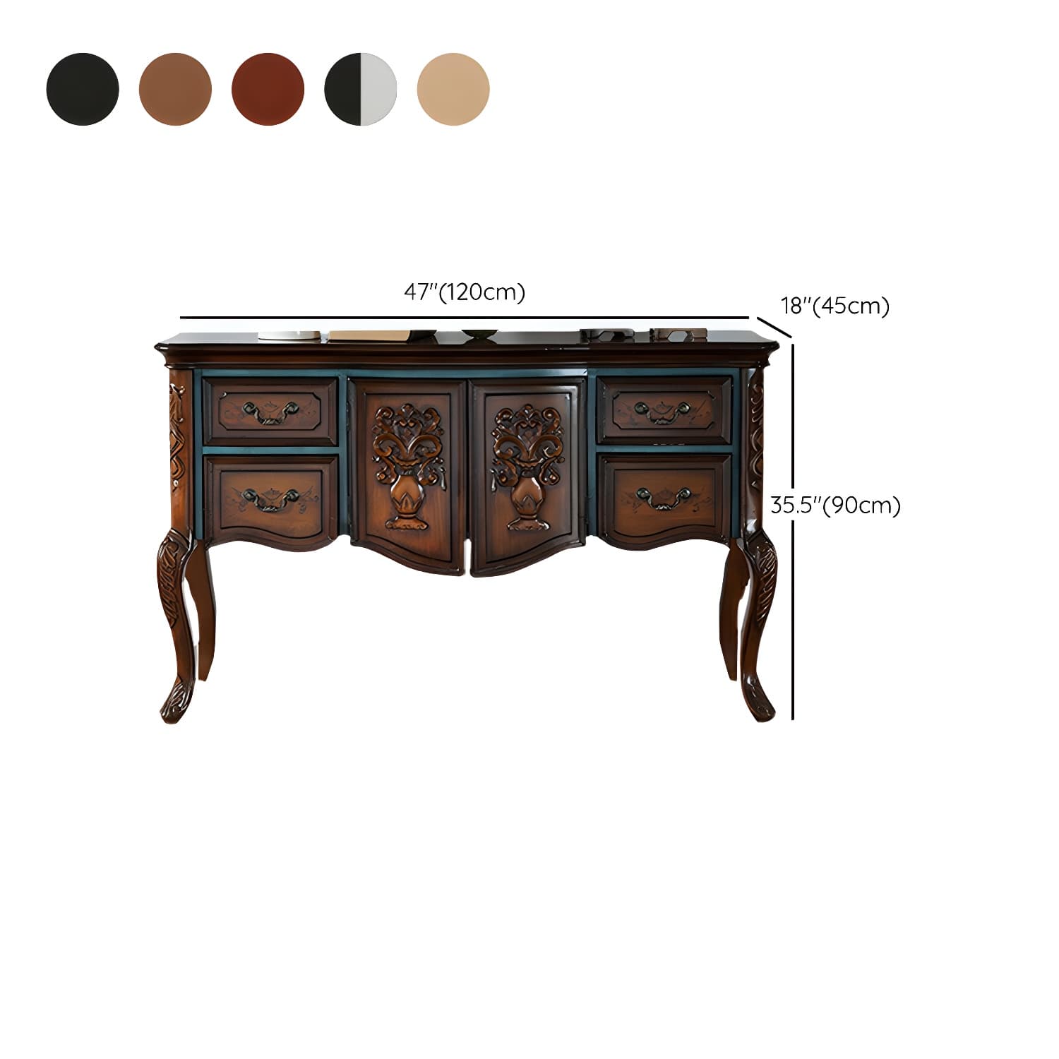 Solid Wood 35.4" Tall 2 - Door Accent Cabinet, Industrial Accent Cabinet with 4 Drawers - image 16