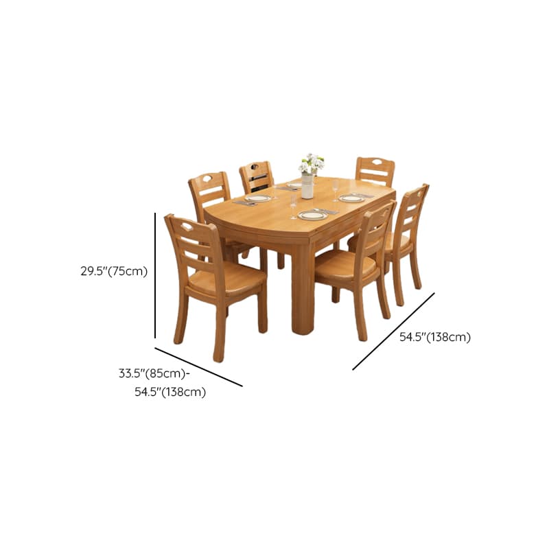 Oval Rubberwood Dining Table Set, Seats 6, Copper/Natural Finish - image 11
