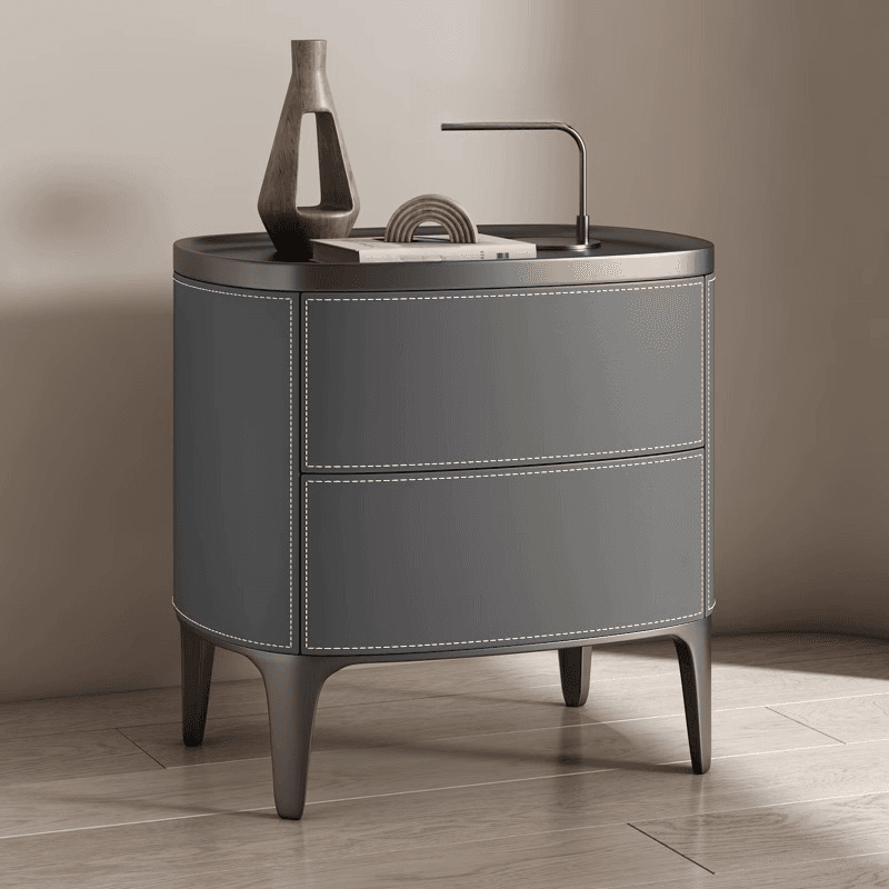 Contemporary 2 Tiers Drawer Storage Bedside Table with Real Wood Countertop - image 6