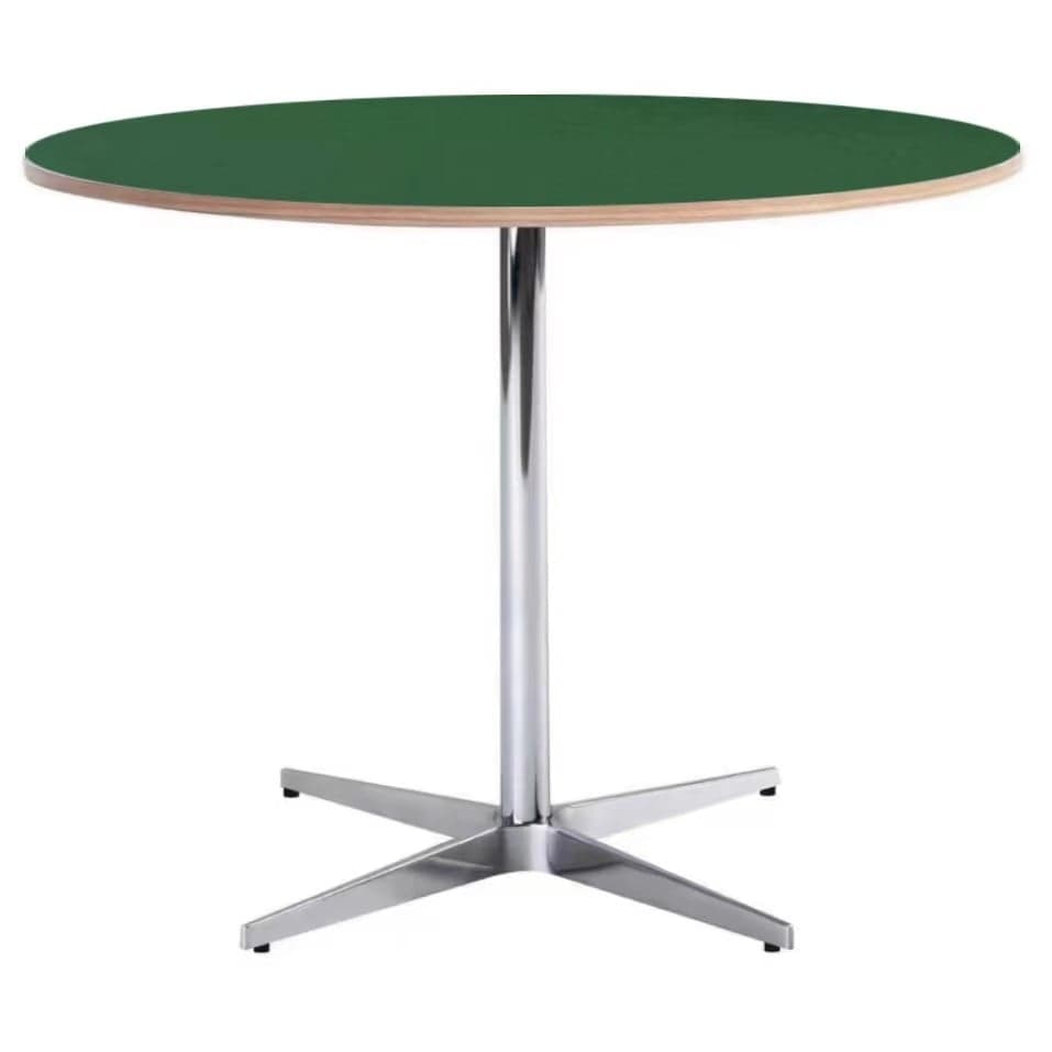 Trendy Orbicular Dining Table with Timber Top, Fixed Table Mechanism in Cerulean/Green/Apricot Color - image 5