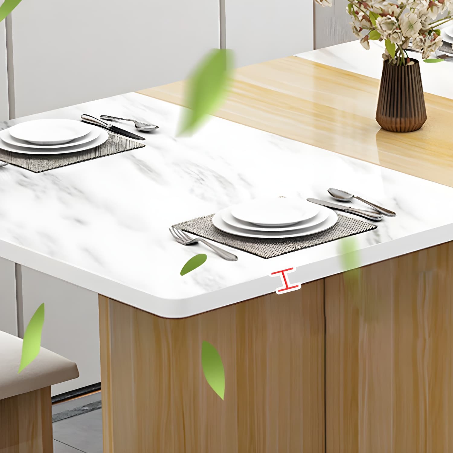 5-Piece Modern Wood Dining Set with Rectangle Table and White Backless Stools - image 16