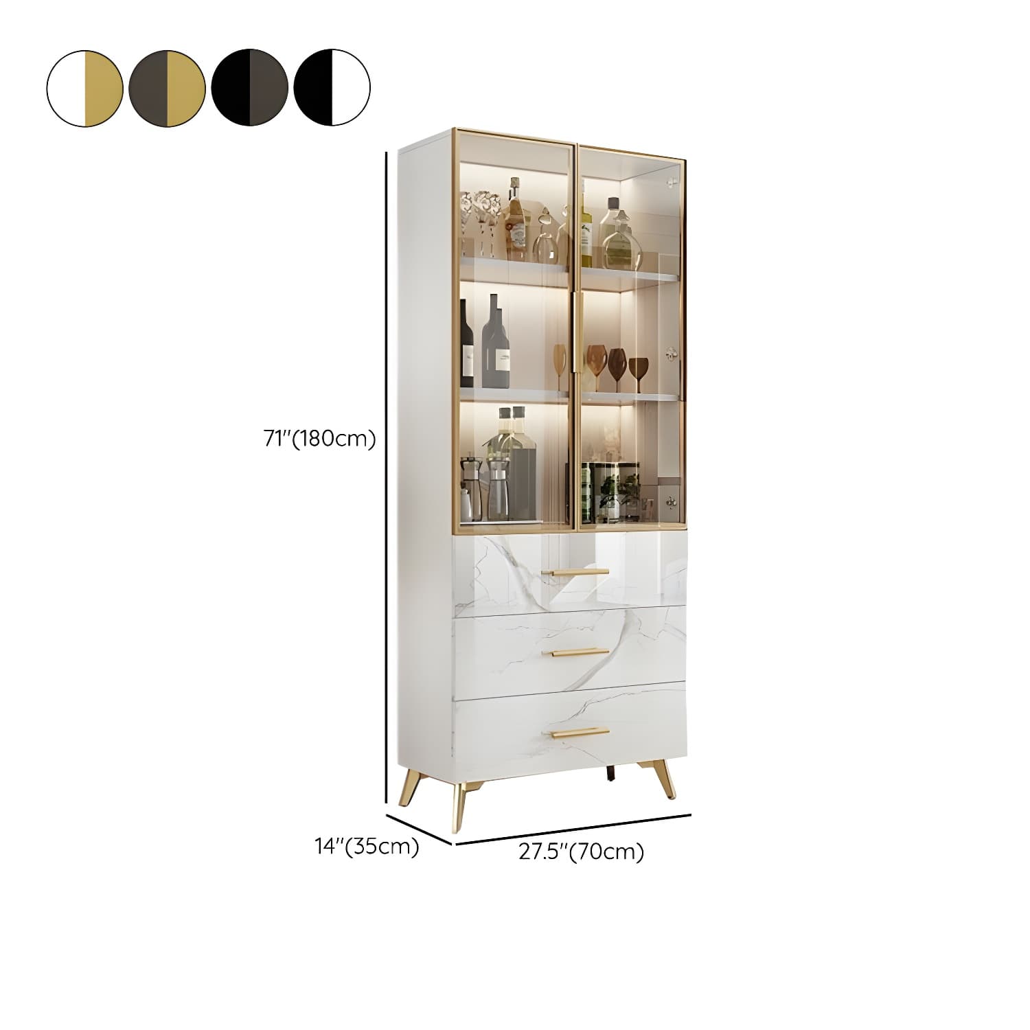 13.8'' Wood Two-Drawer Rectangular White and Black Accent Cabinet without Adjustable Shelf - image 12