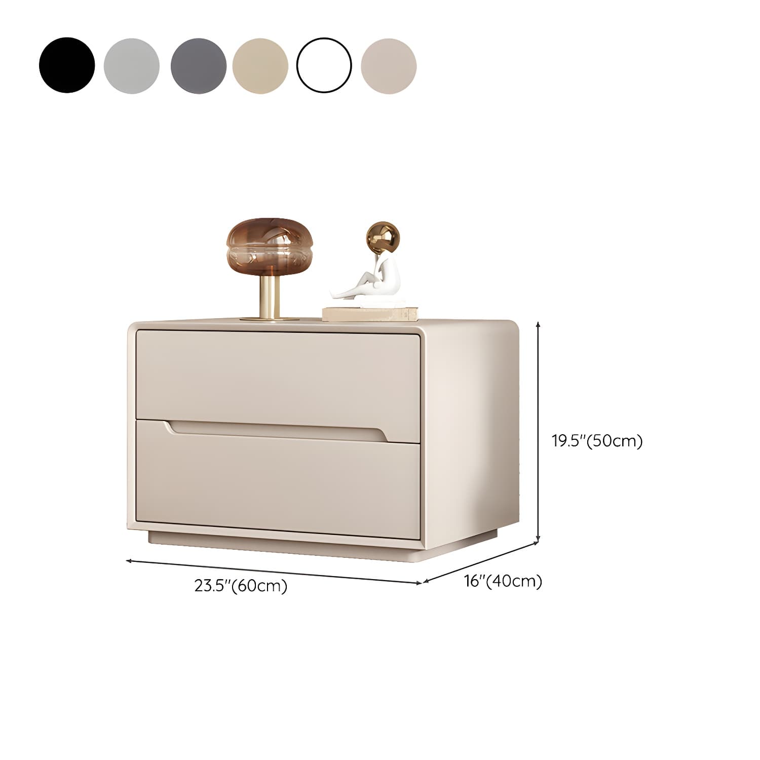Modern Faux Leather Nightstand with 2 Drawers & No Distressing - Light Wood Tone - image 15