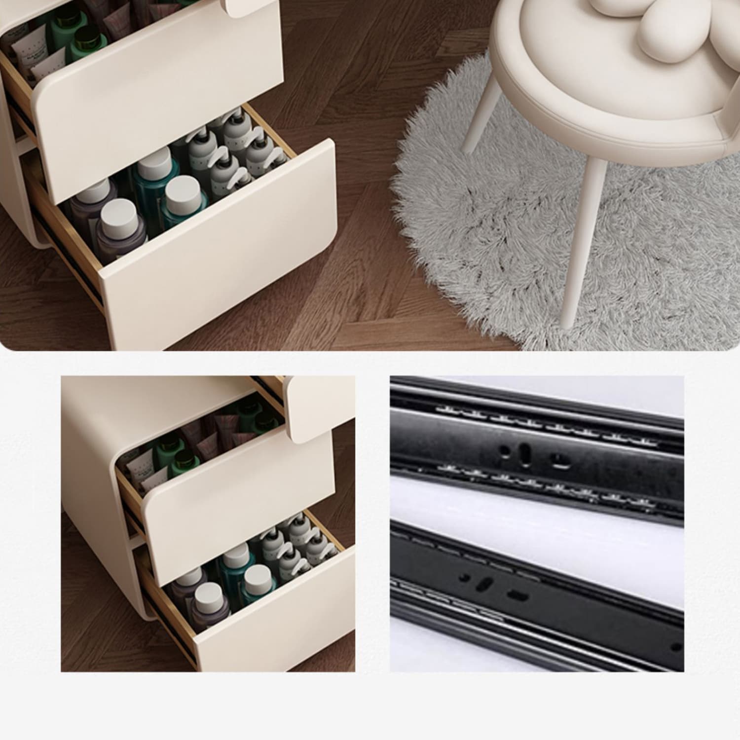 Modern Slate and Wooden Vanity Dressing Table Set with 4 Drawers - image 10