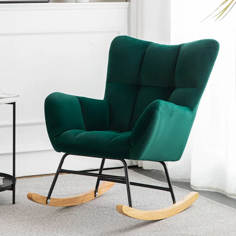 Midnight Black/Olive Green/Lemon Color Ergonomic Stationary Rocking Chair Couch with Rear & Round Arm - image 5