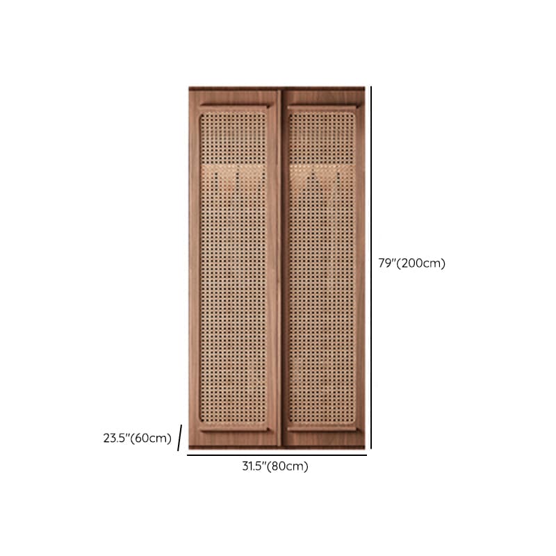 Simplistic Wood Color Timber Wardrobe Closet with Soft Close Door, Interior Shelves, and Hanging Rod - image 7