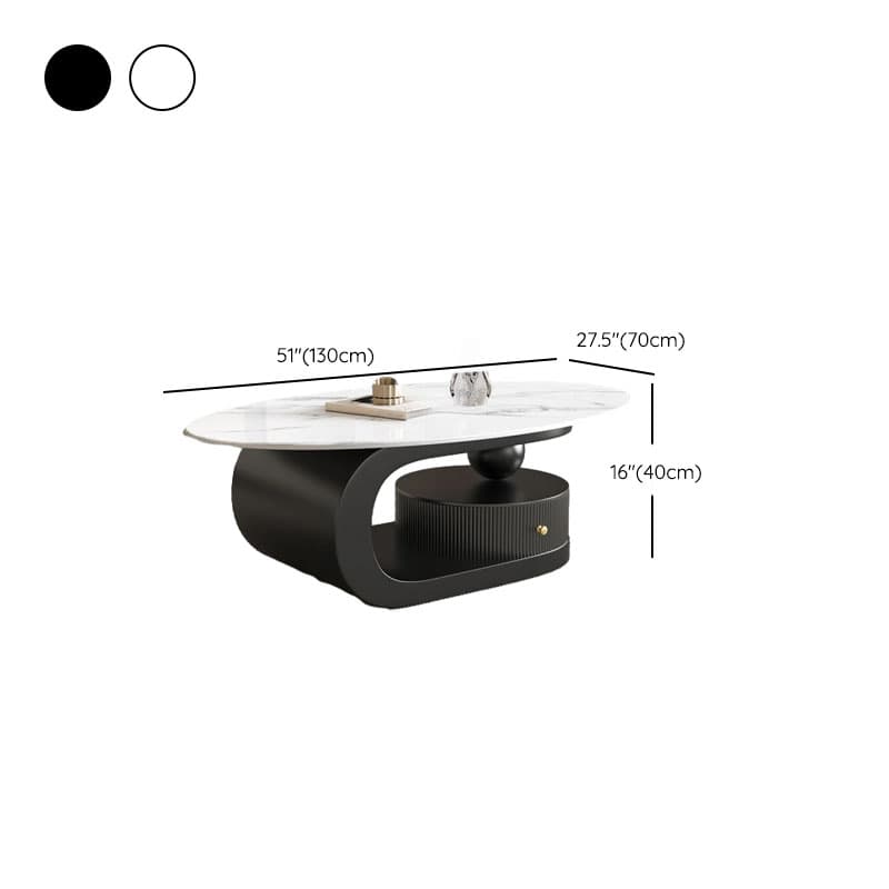 Elliptical Nesting Board Game Coffee Table with 1 Shelf for Small Spaces - image 11
