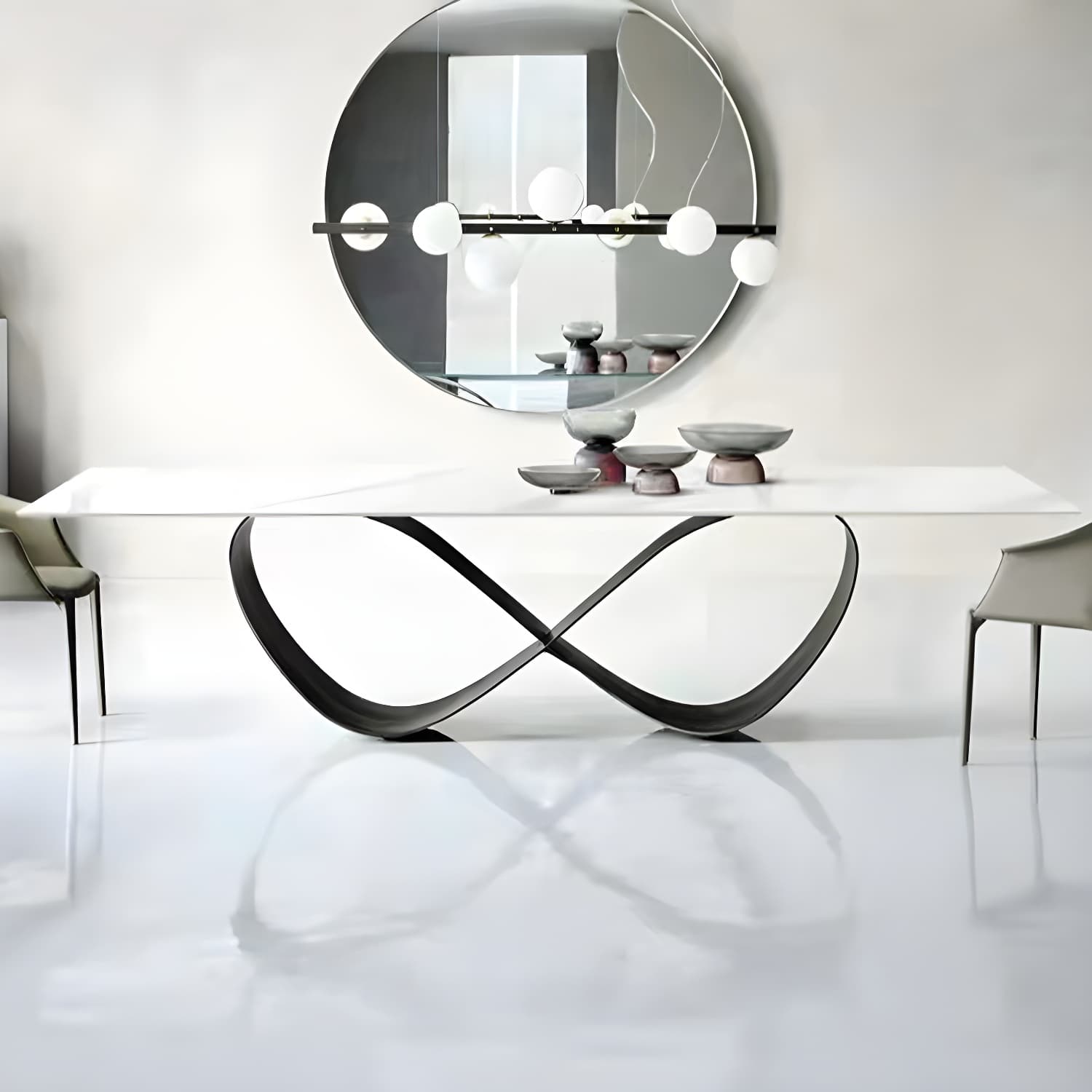 Stone Top Dining Table Industrial Rectangle Table with Pedestal Base - image 5