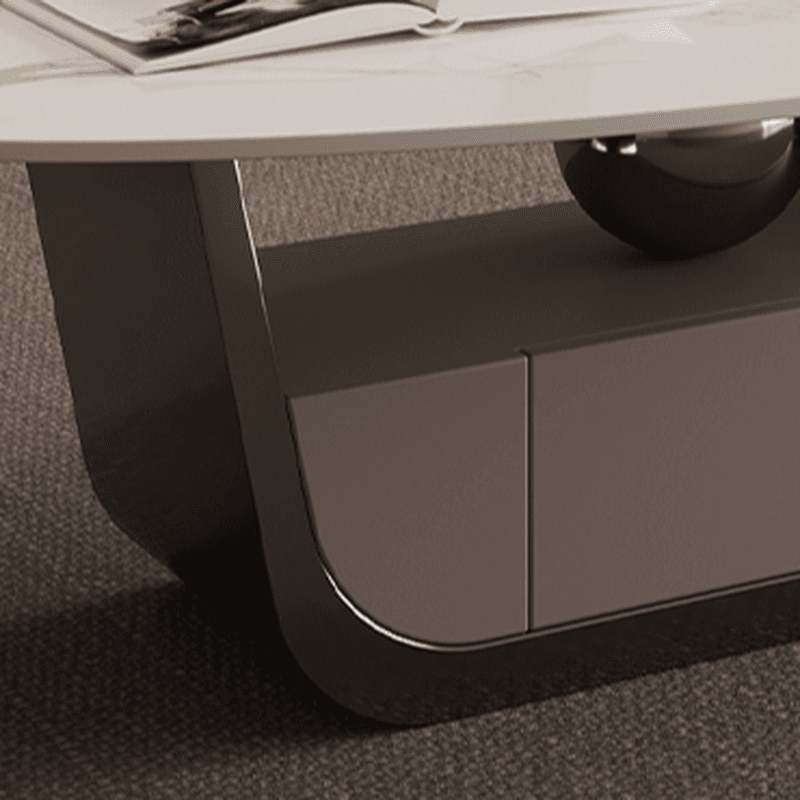 Glamorous Oblong Stone Coffee Table with Abstract Base, Scratch-proof and Drawer for Small Spaces - image 10
