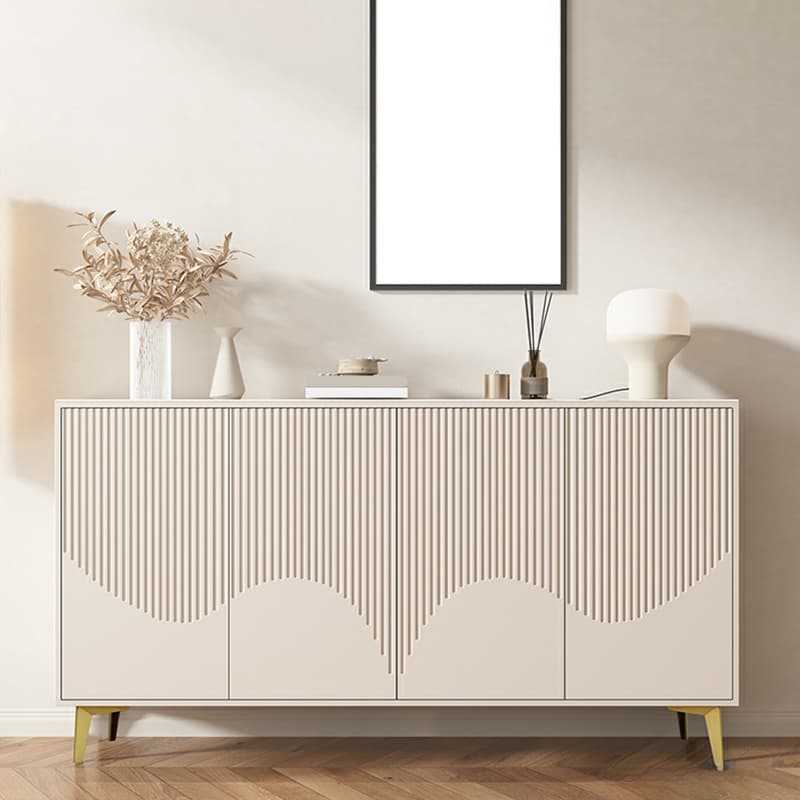Modern Rectangular Manufactured Wood Accent Cabinet in Beige with Interior Partitions and Metal Legs - image 11