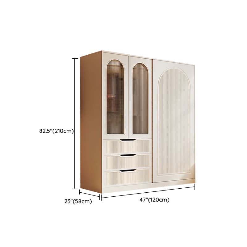 Chalk Almirah in Timber with Clothing Rod, 3 Cabinets/2 Cabinets and 5-Drawer/4-Drawer/3-Drawer in a Minimalist Style, 3-Shelf/2-Shelf Included/Not Included - image 13