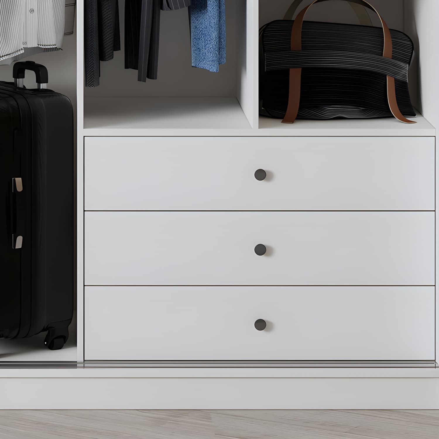 Contemporary Wardrobe Armoire with Garment Rod Wood Wardrobe Closet - image 6