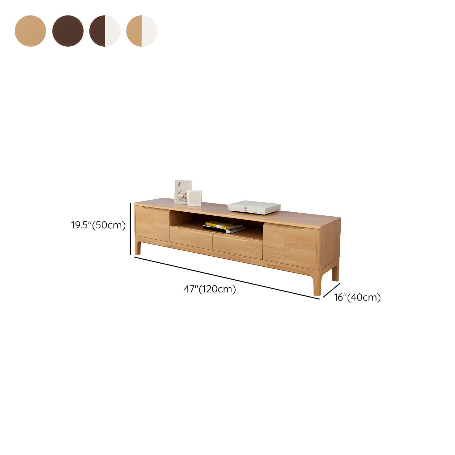 Rubber Wood Media Console Modern 2 Doors TV Console with Splayed Wooden Legs - image 13