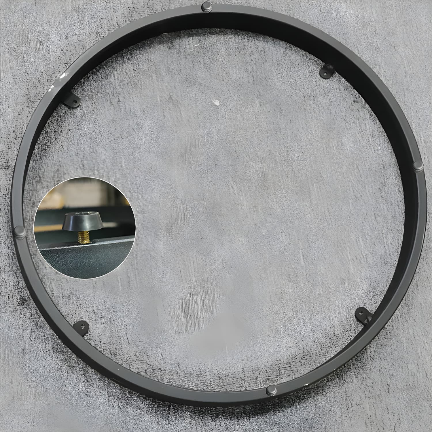 Modern Round Coffee Table with Metal Drum Base and 2 Drawers - image 12