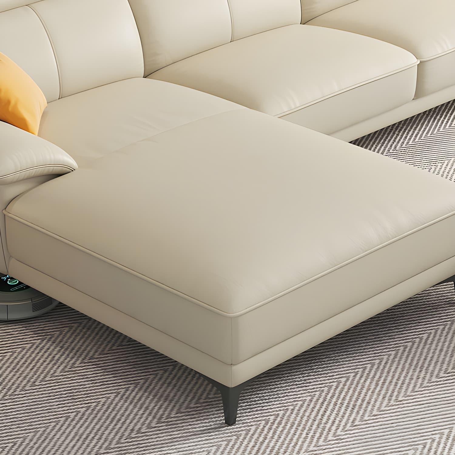 Modern Genuine Leather Sectional Sofa with Pillow Top Arms and Black Legs - image 8