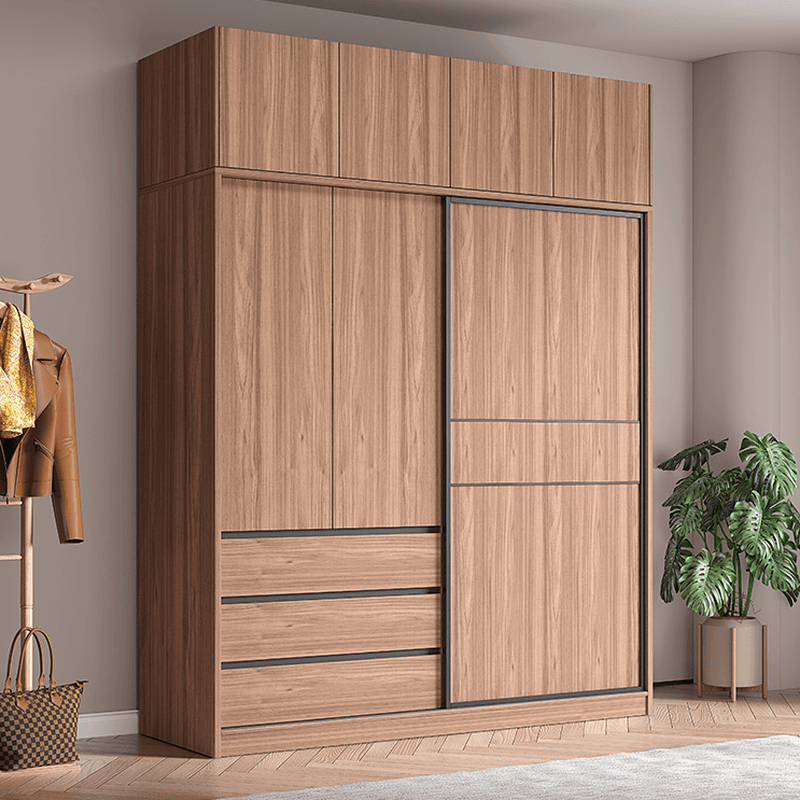 Modern Simple Style Sand Manufactured Wood Self-supporting Wardrobe with Soft Close Drawer, Interior Shelves & Soft Close Door - image 3