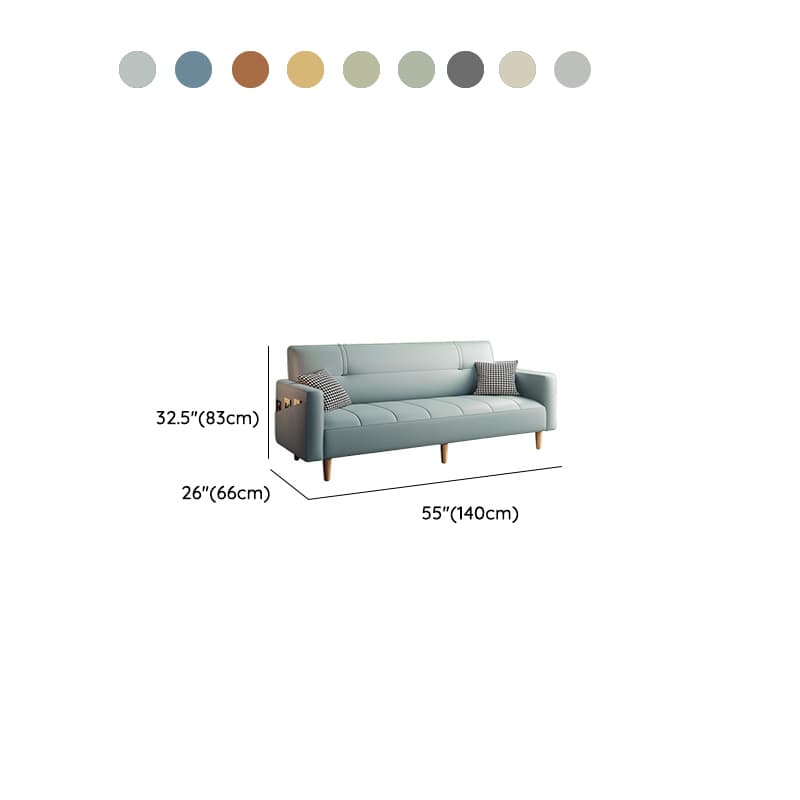 Synthetic Leather Convertible Sofa in Grey/Light Blue/Light Green with Arm - image 23