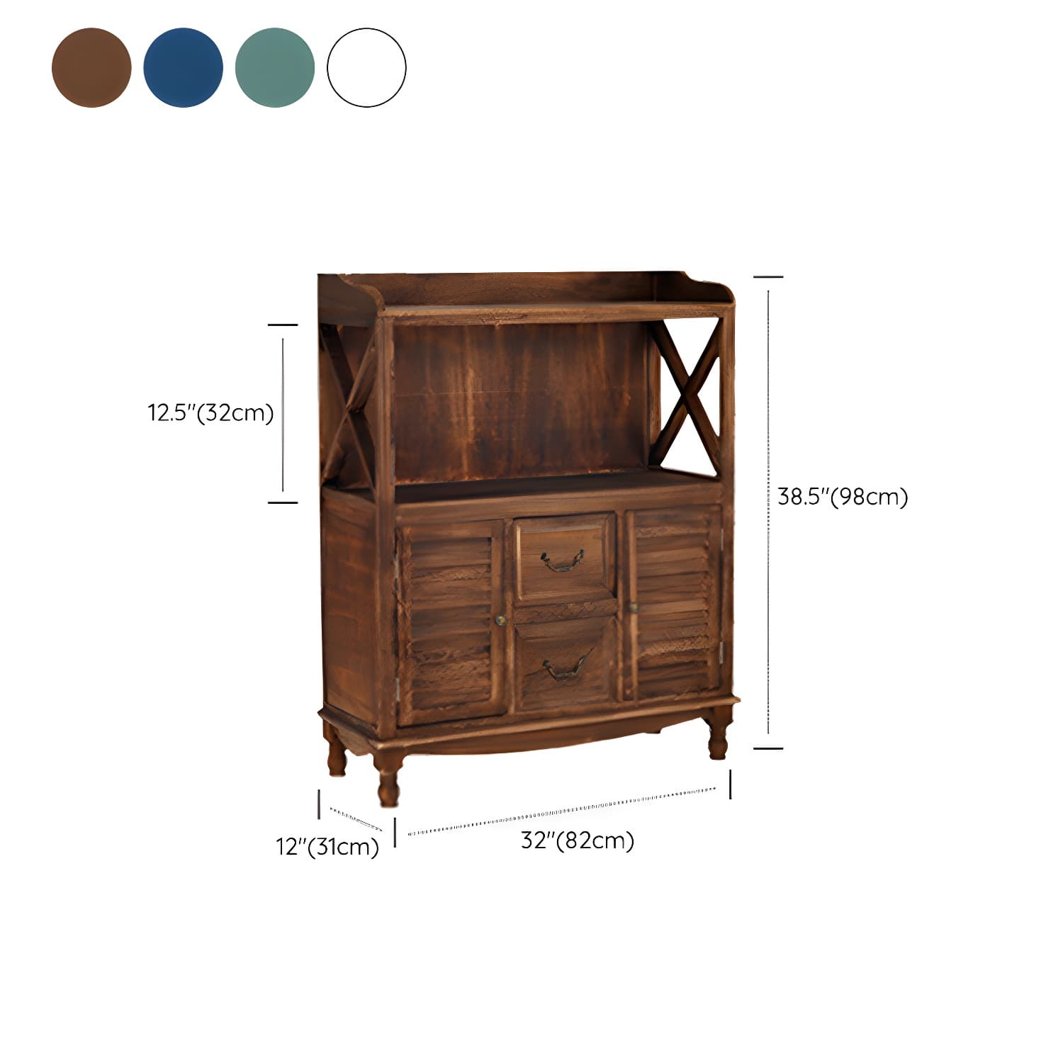 Rustic Farmhouse Wood Server - Compact Sideboard with Drawers and Open Storage - image 21