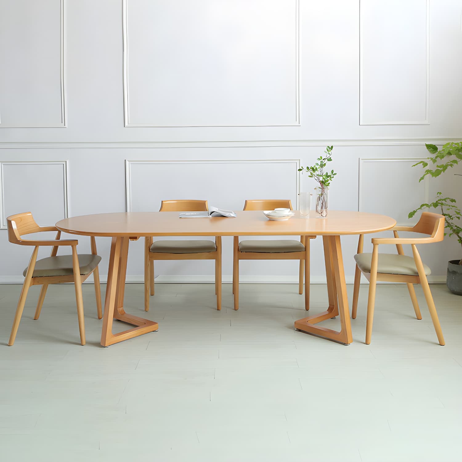 Modern Rectangle 1/2/5/7 Pieces Dining Set Solid Wood Dining Table with Chairs - image 14