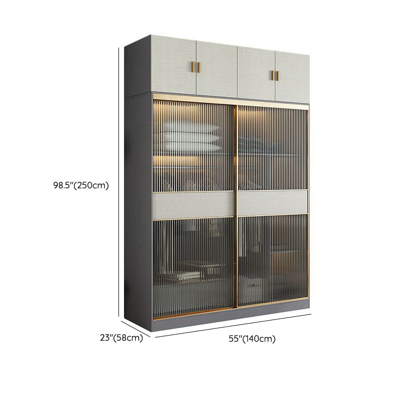 Contemporary Grey Wood Freestanding Cabinet Armoire with Lock, Interior Shelves & Soft Close Drawer - image 24