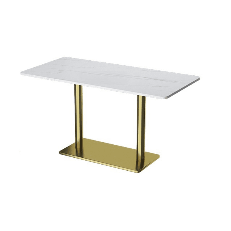 Trendy/Art Deco White Sintered Stone Dining Table, Fixed Mechanism, Seats 2, Scratch-immune
