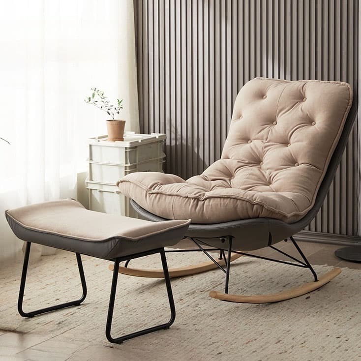 Modish Sand Ash Upholstered Rocking Accent Chair with Spindle Back and Stain Resistant - image 8