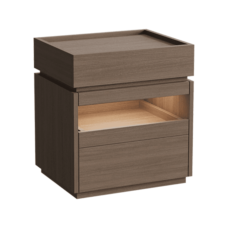 Organic Modern Nightstand With Drawer Organization, Particle Board Wood Countertop, and Illuminating Lighting - image 7
