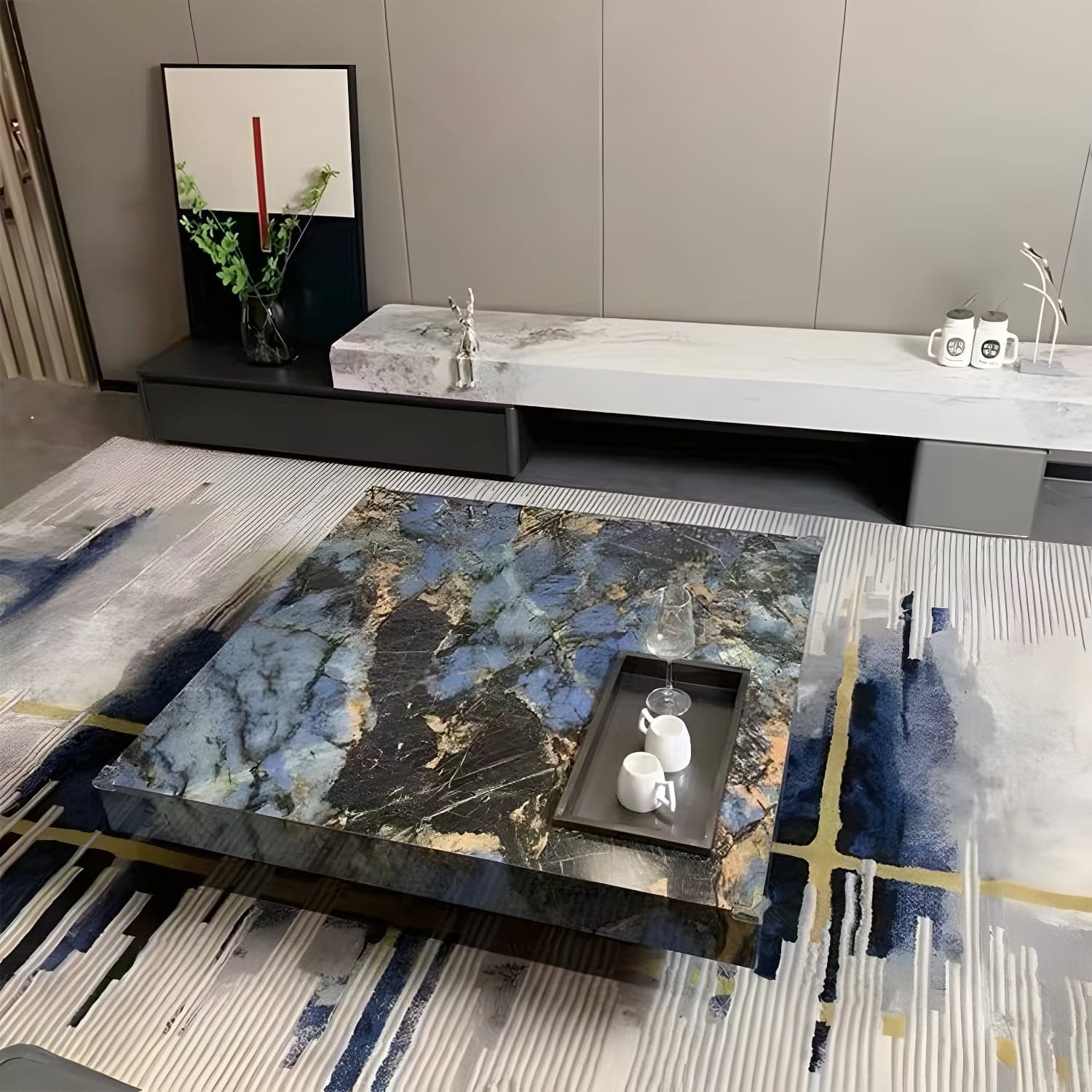 Block Coffee or End Table Contemporary Marble Square/Rectangle Prevent Scratches - image 3