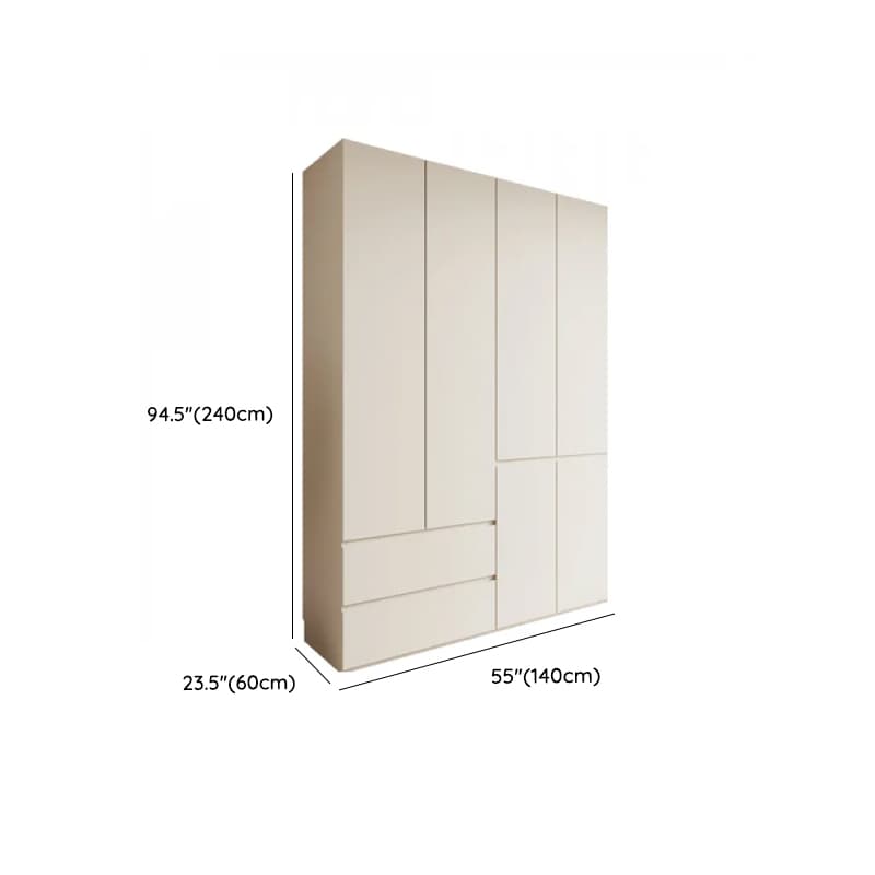White Minimalist Manufactured Wood Independent Wardrobe Closet with Soft Close Drawer, Soft Close Door, and Interior Shelves - image 12