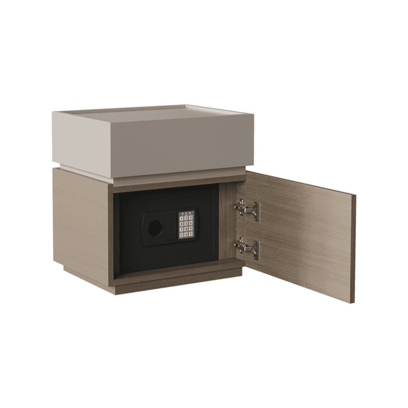 Organic Modern Bedside Cabinet Nightstand with 1 Drawer, 1 Cabinet, 2 Shelves, Right Orientation, and Particle Board Wood - image 5