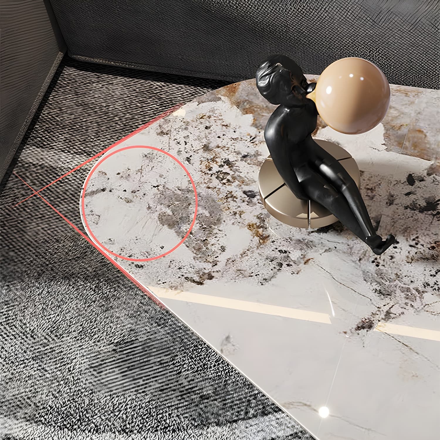 Glam Irregular Slate Top Cocktail Table Sled 15.7" H Coffee Table - image 9