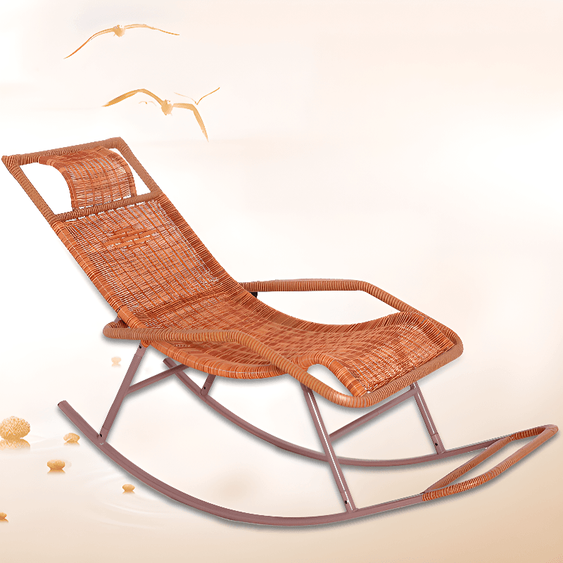 Old School Pecan/Light Green/Sand Cane Rocking Chair with Rear and Wagon Wheel Shaped Arms - image 8