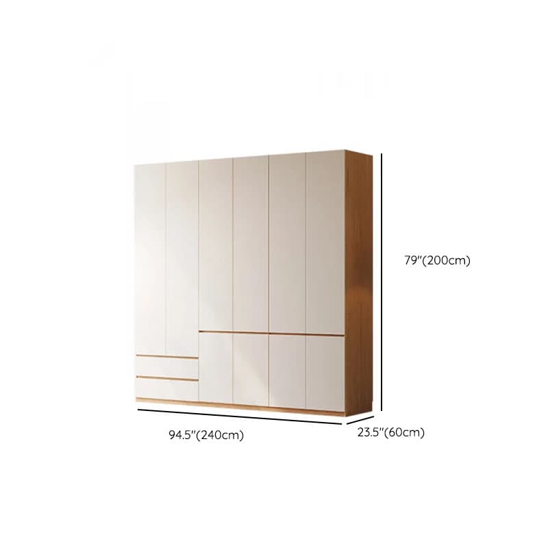 White Minimalist Manufactured Wood Wardrobe Closet with Soft Close Drawer, Soft Close Door, Interior Shelves, and Clothing Rod - image 15