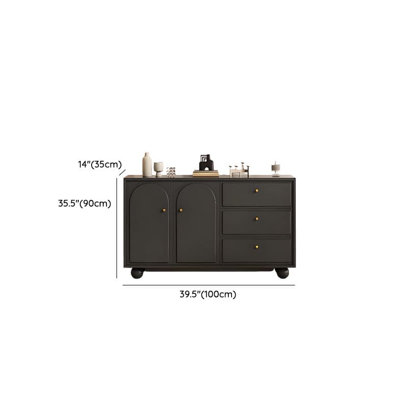 Midnight Black Modern Sideboard with 3 Drawers, Standard Size, 1 Shelf, Larder Storage, and 2 Doors - image 8