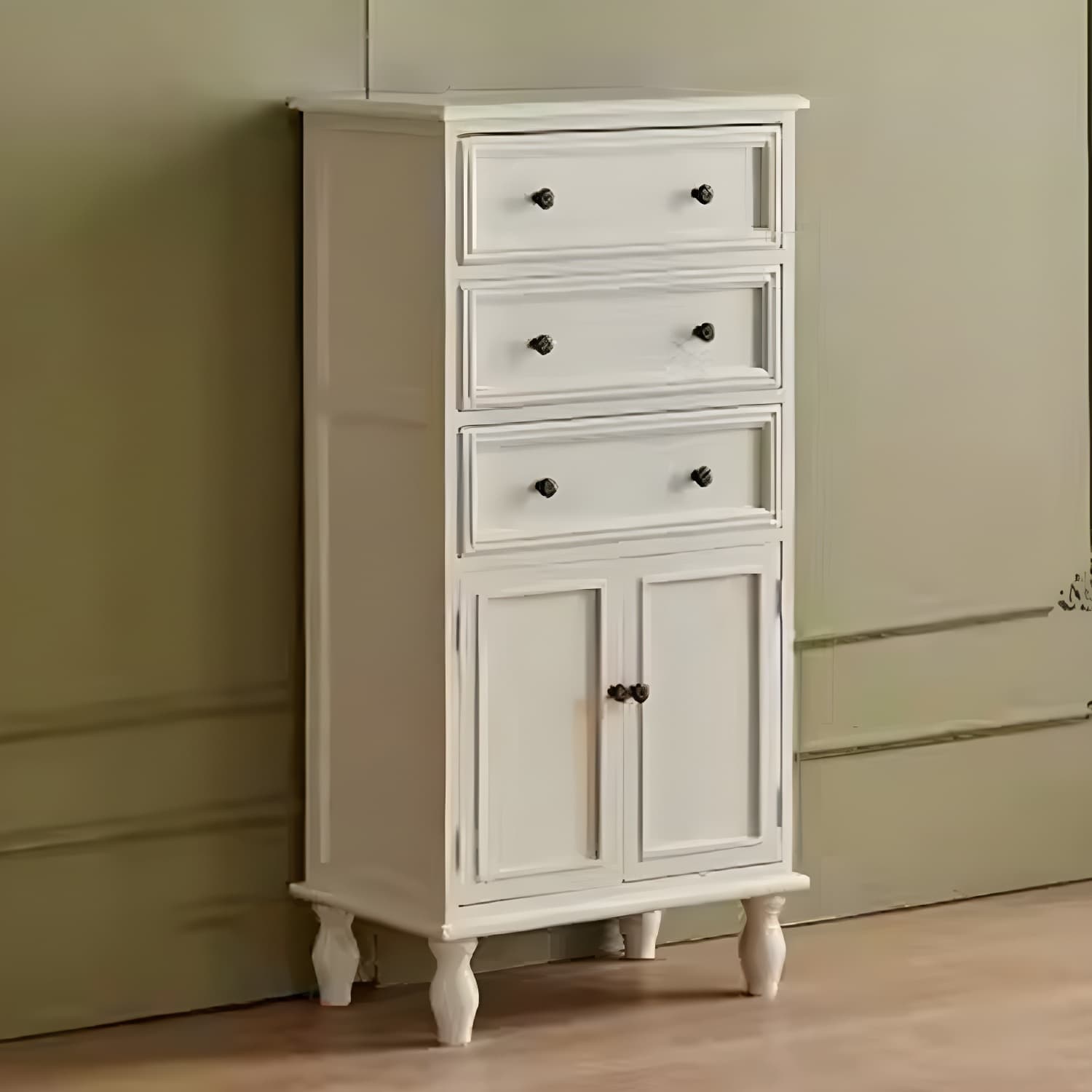 Mid-Century Modern Rectangular Wood Accent Cabinet with 1 Cabinet and Drawers - image 3