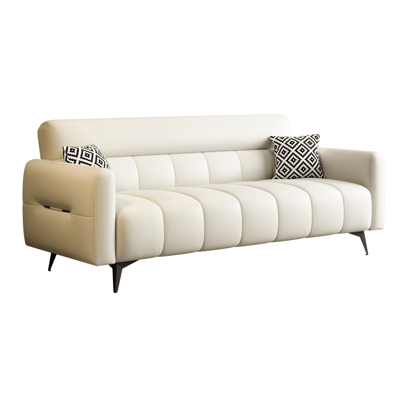 Trendy Solid Color Scratch-immune Convertible Sofa in Grey/Cerulean/Light Green with Arm, Seats 3/4-seater/2 People, and 2 Pillows - image 10
