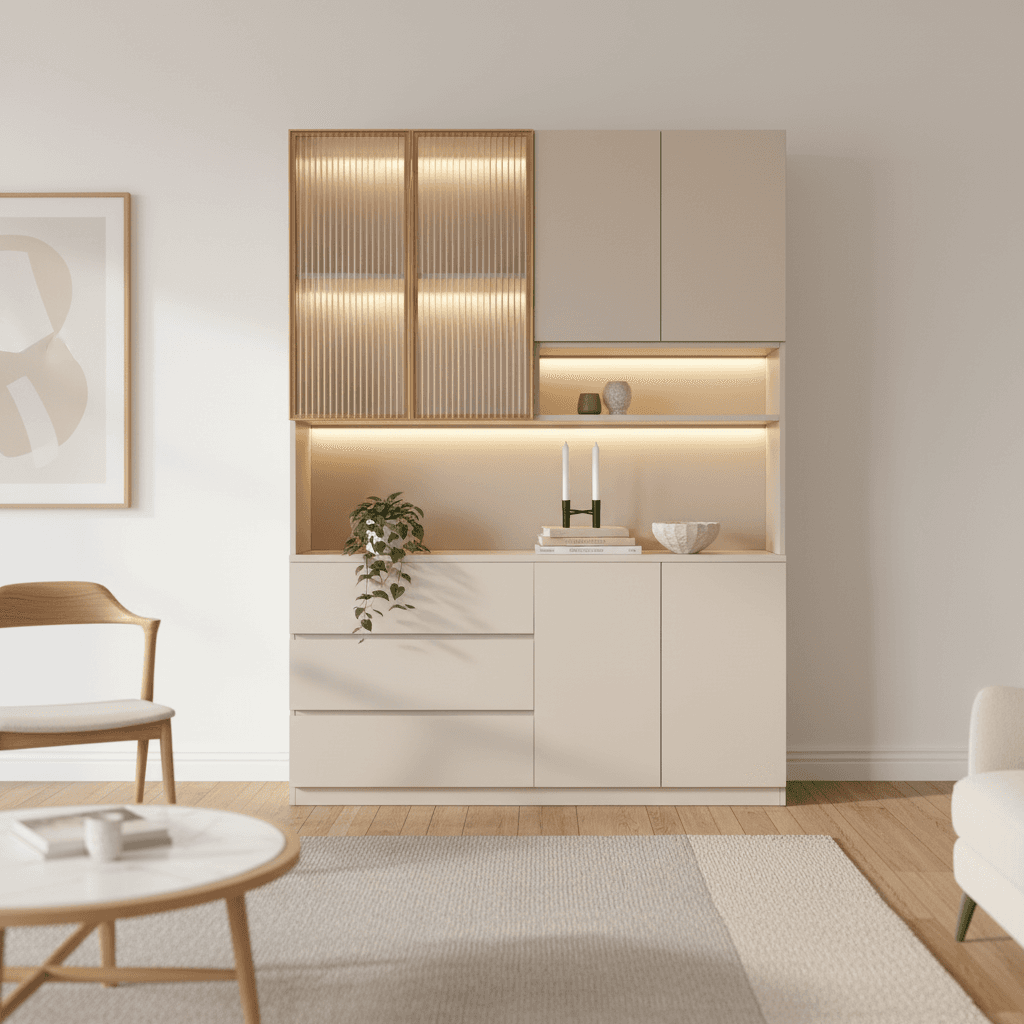 Trendy Sideboard with 3 Drawers, Cupboard, Wide/Standard/Narrow Sizes, 2/1 Shelves, Cabinets, and Glass-panel Door - image 54
