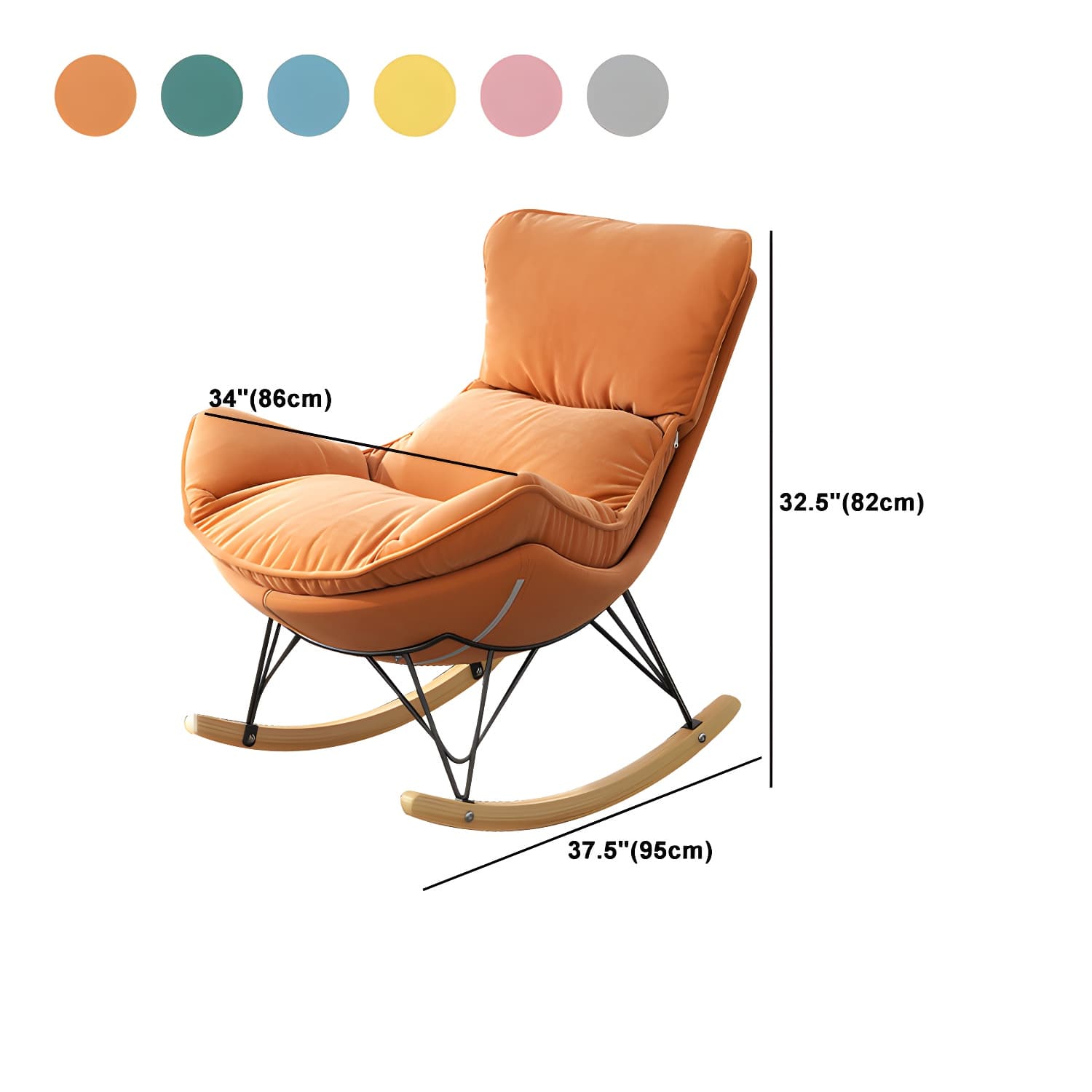 Solid Wood Rocking Chair Contemporary Rocker Chair with Padded Seat - image 21