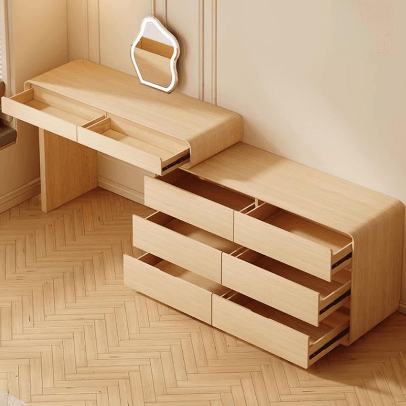 Standard Length Vanity Set with Upholstered Chair in Chalk, Synthetic Frame, and Lighted Mirror Including Seat - image 3